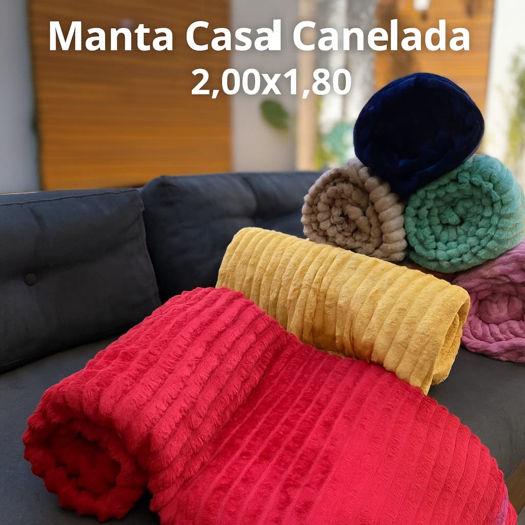 Manta Cobertor Soft Canelada 1,80x2,00 Casal Macia Fofinha