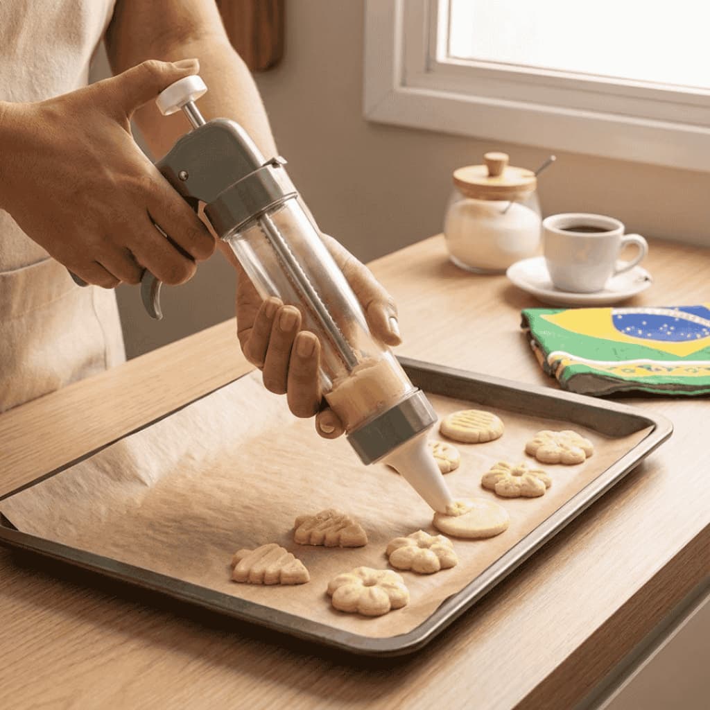 Kit até 2 Biscoiteiras Hercules Bakery 20 Peças Cookie Press com 13 Discos e 6 Bicos para Biscoitos