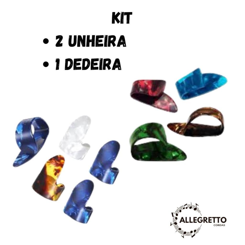 Kit 2 Unheiras e 1 Dedeira violão viola guitarra ukulele