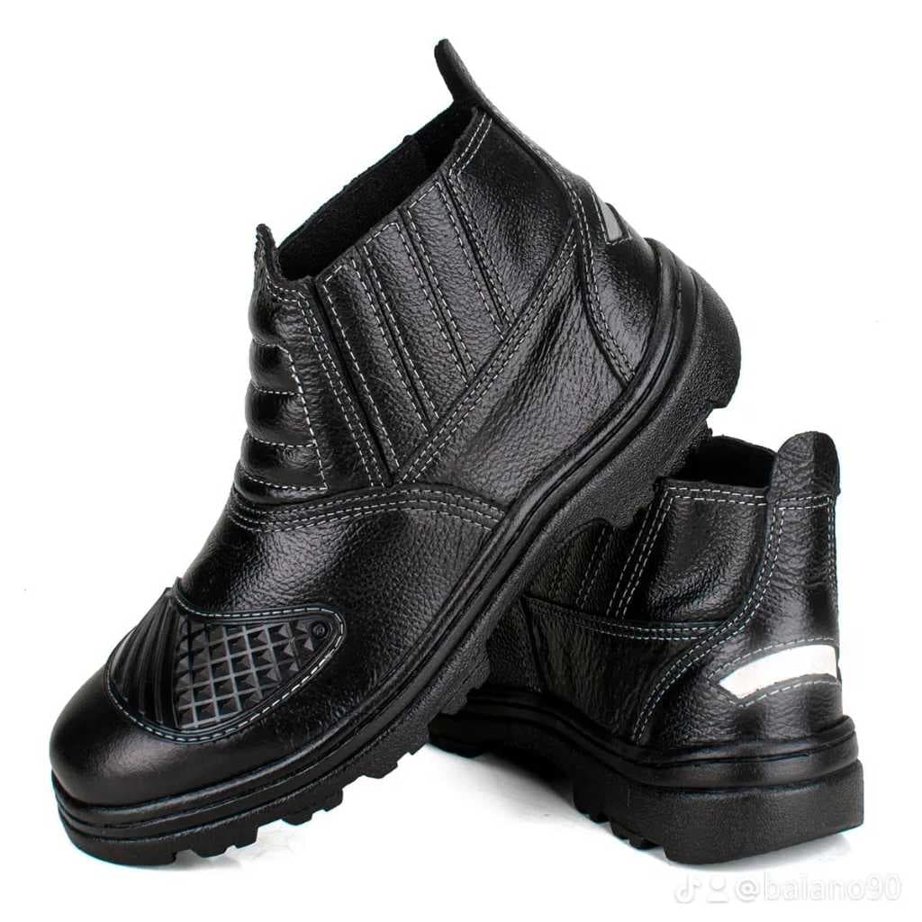 Bota de Segurança MOTOCICLISTA REFLETIVO Unissex em Couro legitimo BOTINA com Resistência PARA MOTO