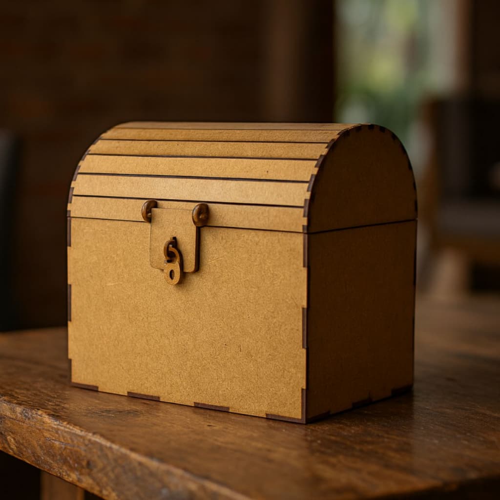 Mini Bau Decorativo Tesouro Cofre MDF 16x18cm Com Fecho Trava - Enviado 100% MONTADO