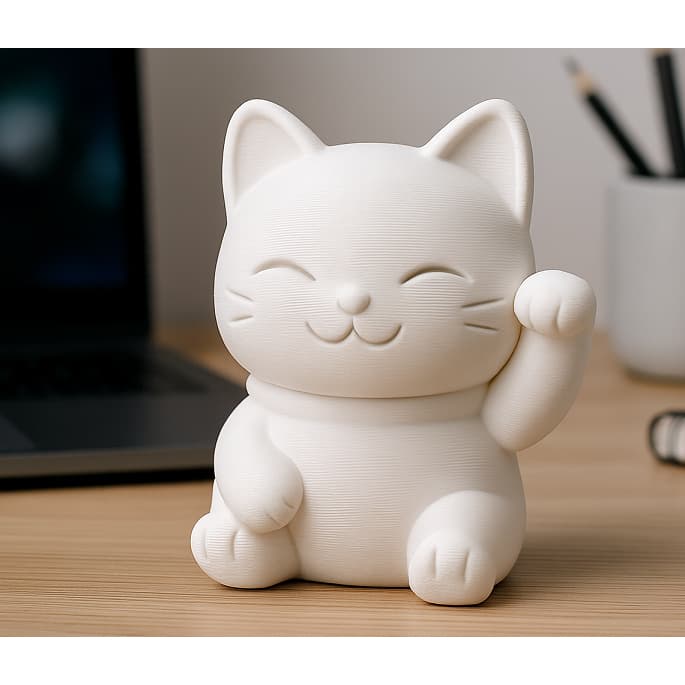 Figura Minimalista Gato Maneki-Neko – Gato da Sorte -Decoração Moderno