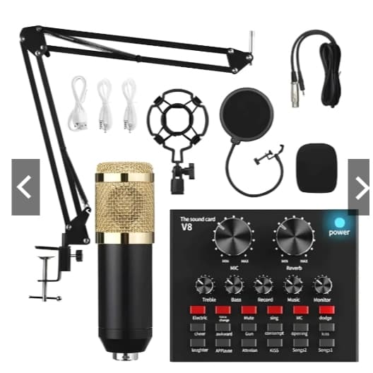Kit Completo Interface Mesa V8 + Microfone Bm800 Com Braço Articulado