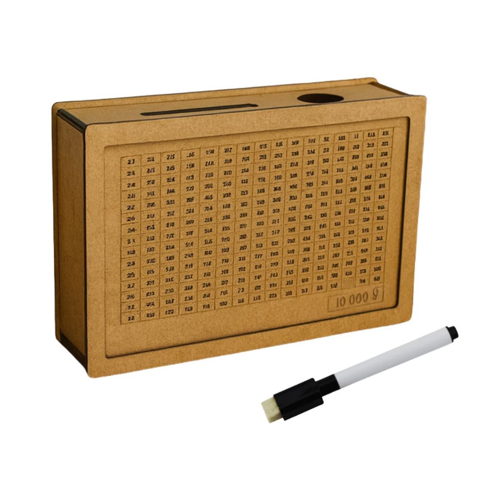 Cofre Desafio 10Mil Woodbox Cofrinho Caixa Dinheiro Poupança - MDF 100% MONTADO