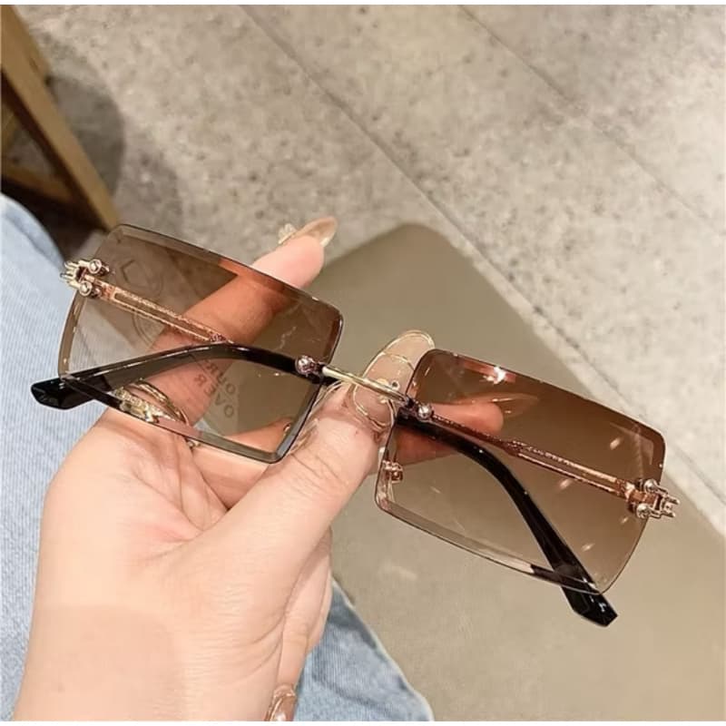 Óculos de Sol Feminino | Sem Armação | Lentes Quadradas | Pernas Finas | UV400