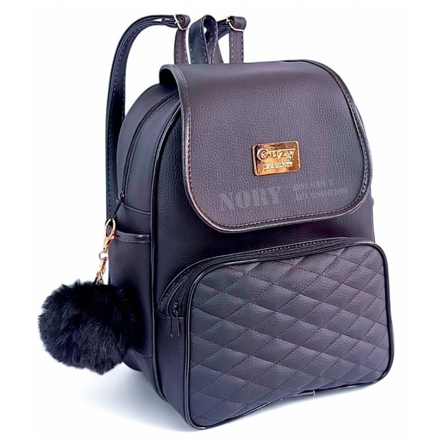Bolsa Mochila feminina Courino Fashion com alças ajustáveis ​​+ lindo chaveiro pompom