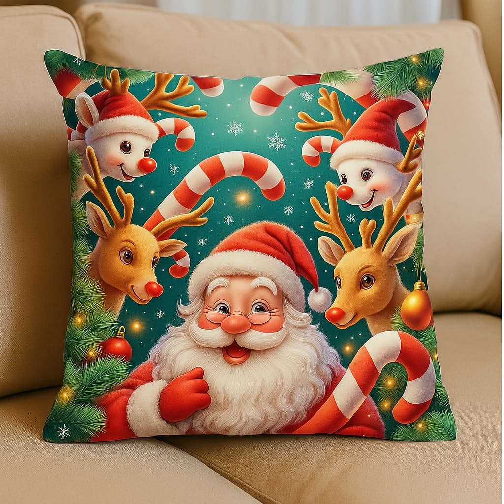Almofada Decorativa de Natal Cheia Papai Noel Feliz Natal Diversos Tamanhos