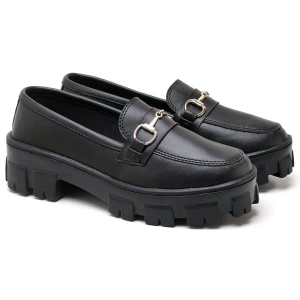 Sapato Mocassim Still Feminino Dubuy Oxford Sola Tratorada Social Casual Preto Off White