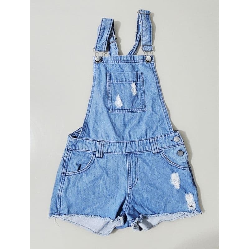 Macaquinho Infantil Jeans com Bolsos Tamanho 10 Menina