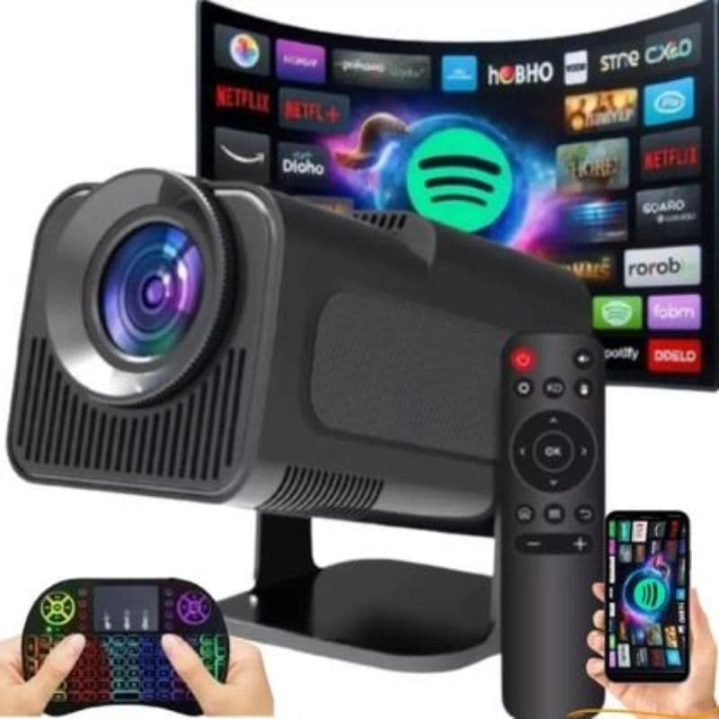 Projetor HY320 com Smart  Lançamento 2025 - Hy320 Pro Android 14 Versão cinema *Preto/Branco **Leia o anúncio