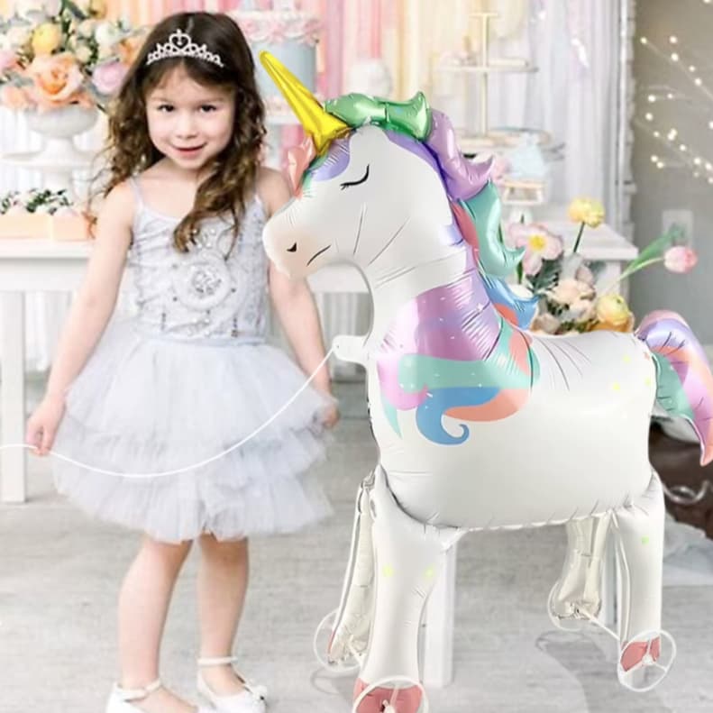 Balão unicórnio arco íris com rodinhas em pé balão inflável para meninas decoração aniversário de criança