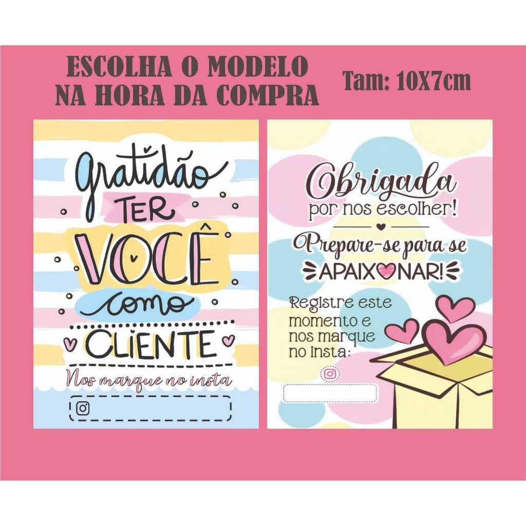 Cartão Agradecimento ao Cliente Gratidão Obrigada 10X7cm | LEIA A DESCRIÇÃO
