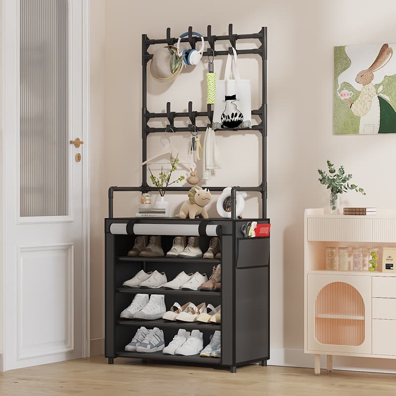 Sapateira Vertical Grande 5 Níveis com Cabideiro Multiúso - Armário Organizador para Entrada