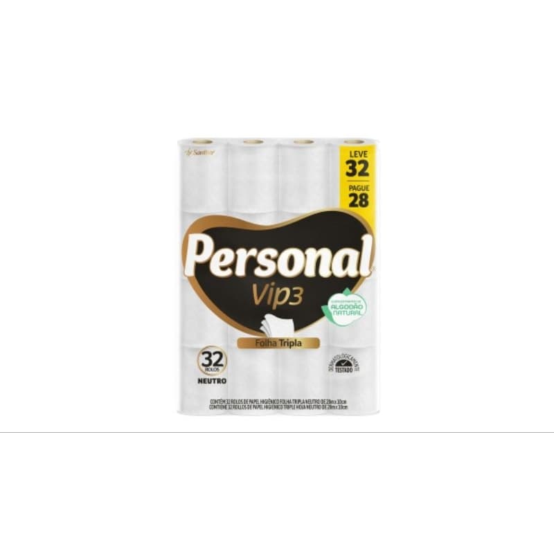 Papel Higiênico Personal Vip Filha Tripla 32 Rolos de 20 Metros