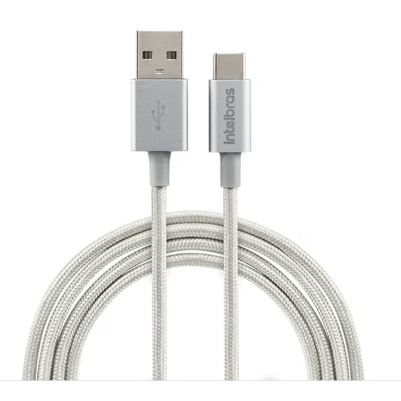Cabo USB-C em nylon 1,5 m EUAC 15NB Branco Intelbras