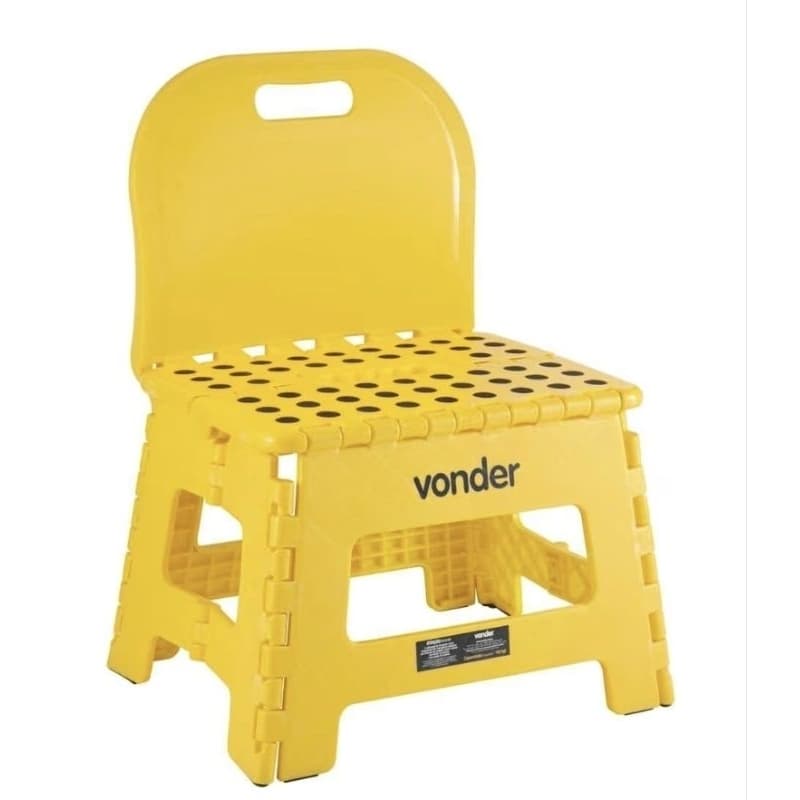 Banqueta Plástica Dobrável   Vonder Amarela, Altura 220 Mm, Com