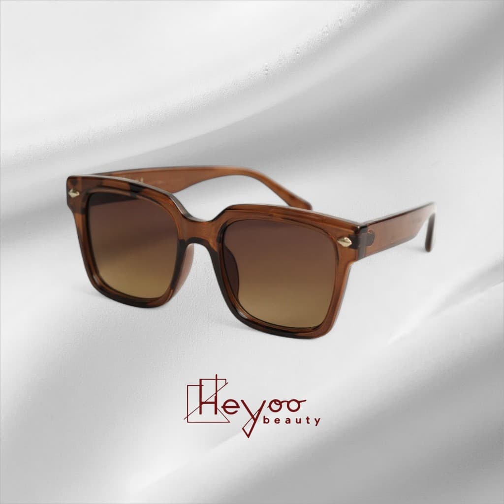 Heyoo beauty Gafas de Sol Cuadrado Retro Armazón Transparente Rosa Plástico UV400, Tendencia Viral
