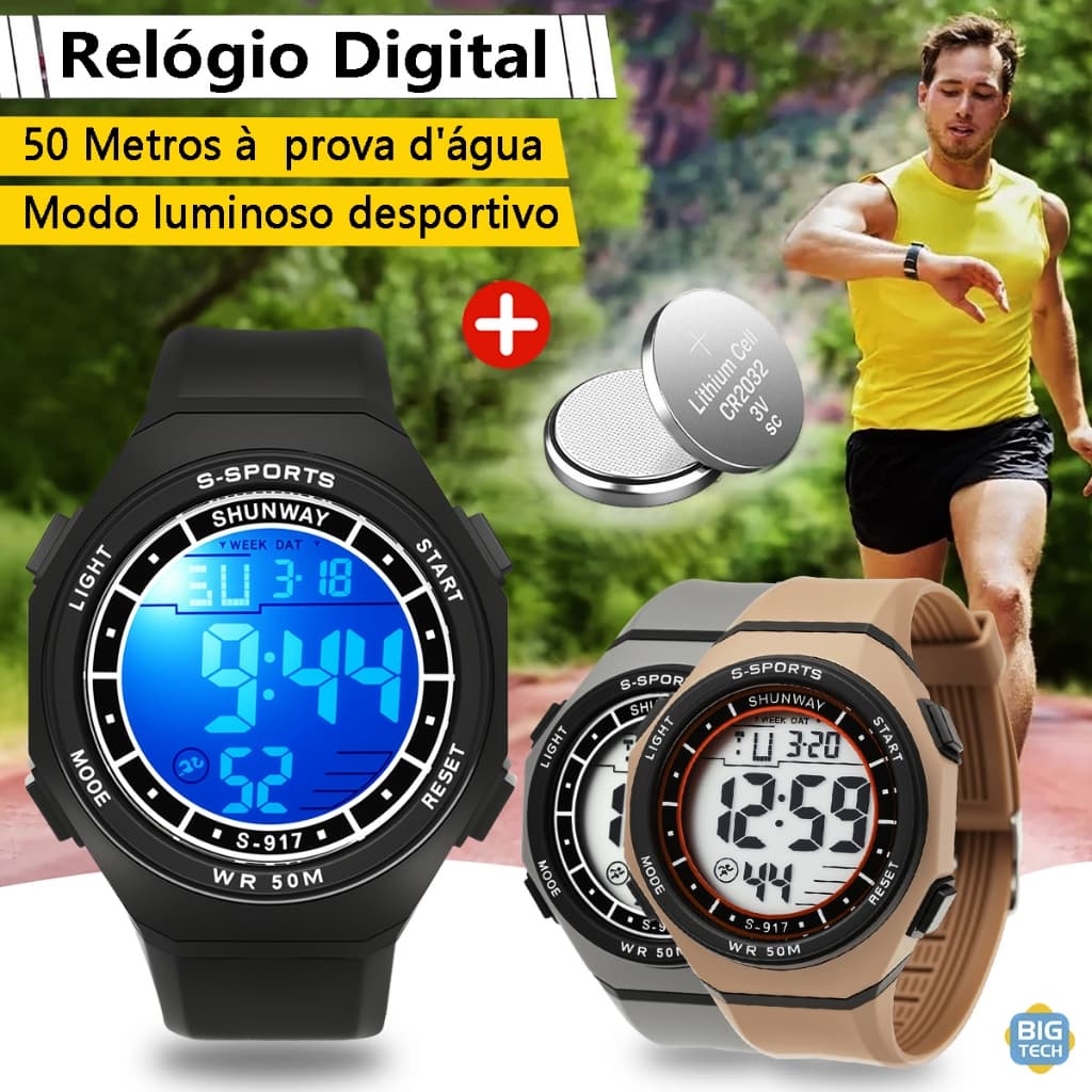 Multifuncional Relogio Digital Masculino À Prova D'Água Esportivo A Prova D 'Água De Silicone Led