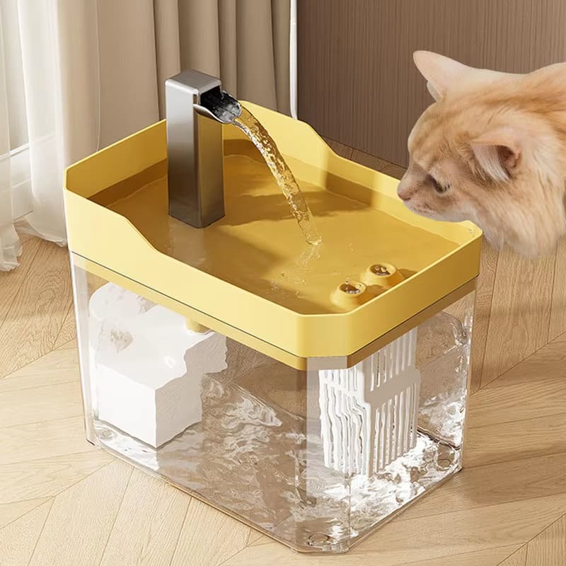 Fonte de água para gatos com filtro automático e bomba de água