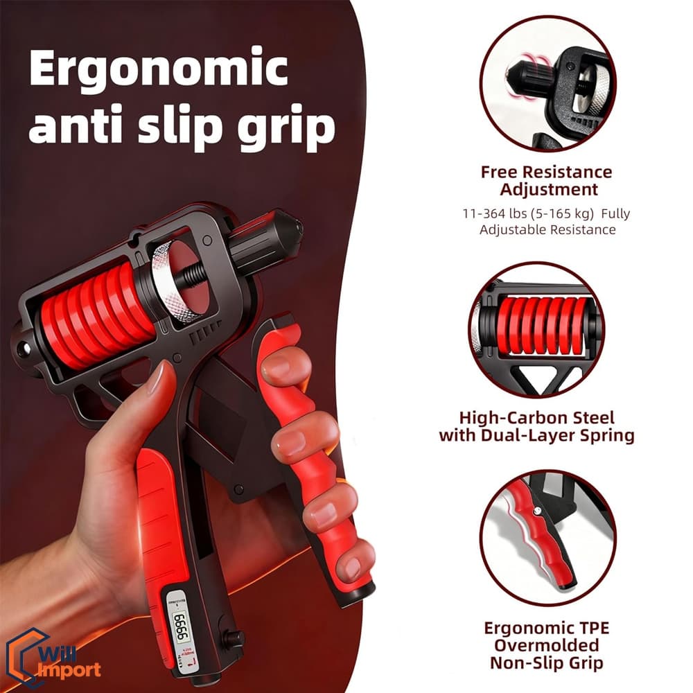 Hand Grip Metal 5-165 kg Resistente Fortalecedor Exercício Braço Antebraço Mola com Ajuste de Força