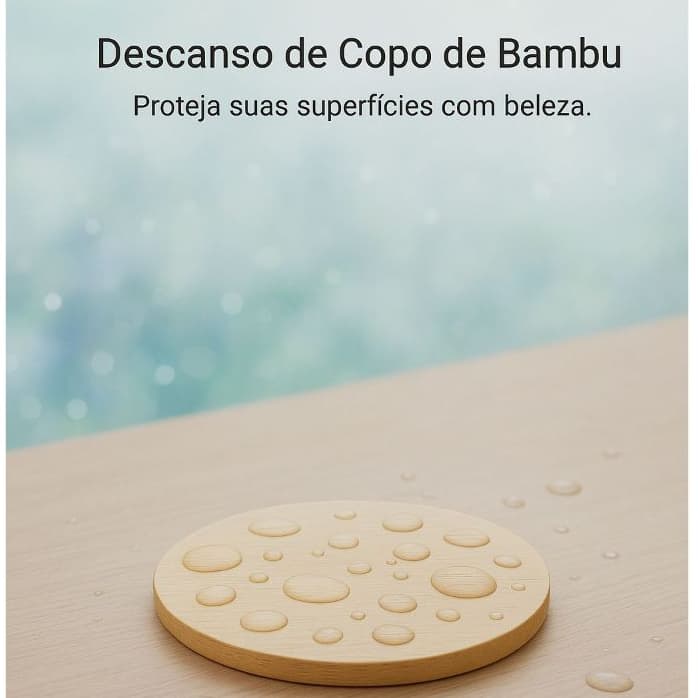 Jogo 4 Porta Copos de Bambu Base Redonda Descanso
