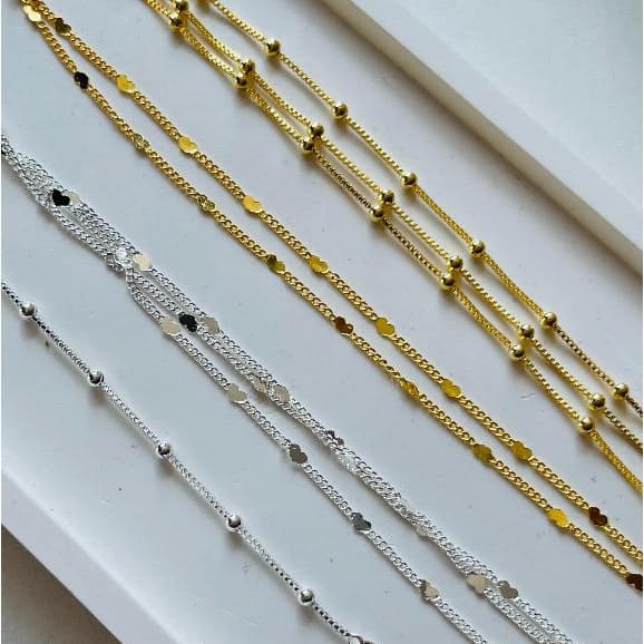 Kit 02 Pulseiras Femininas Banhada a Prata e Folheada a Ouro