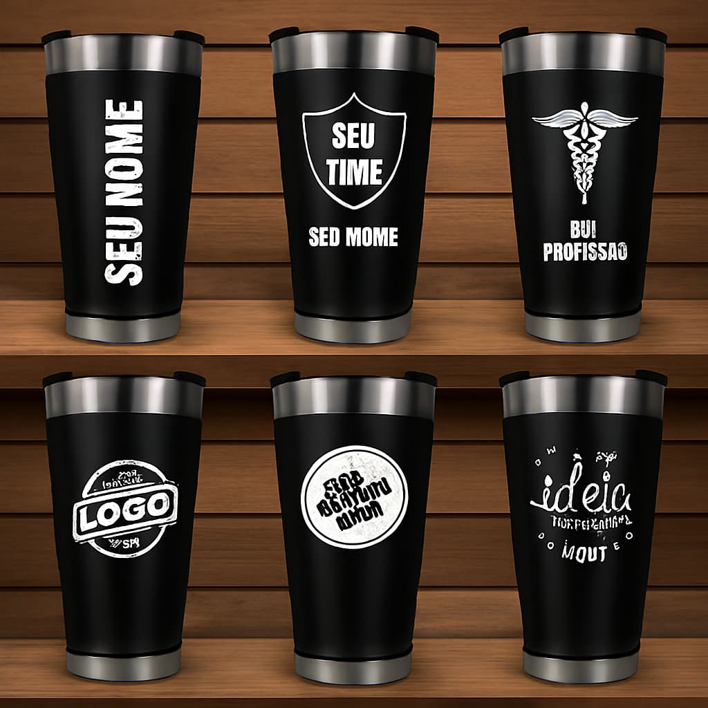 Copo Térmico Personalizados Com Nome Logo e Figura time e desenho
