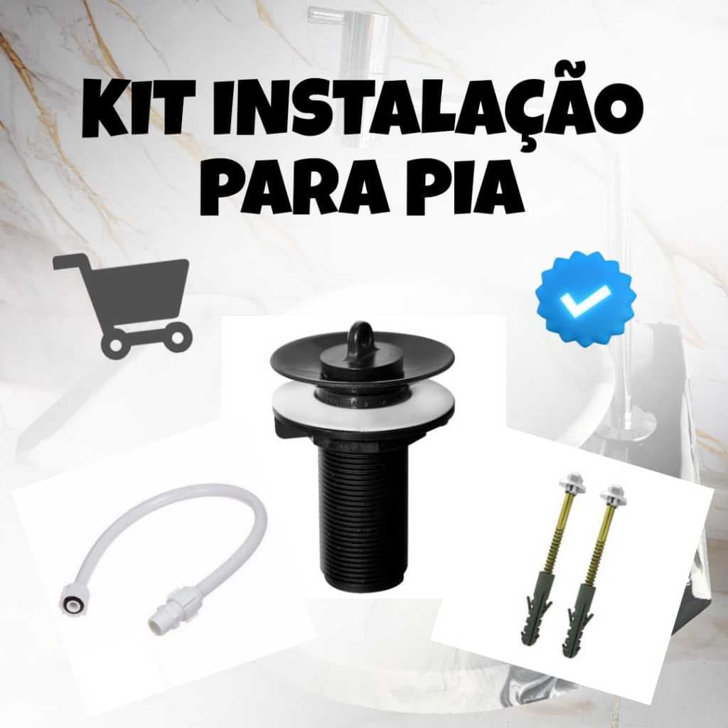 KIT INSTALAÇÃO PARA PIA COMPLETO / PARAFUSOS DE FIXAÇÃO + MÃO FRANCESA + VÁLVULA + SIFÃO + ENGATE / COMBO LAVATÓRIO