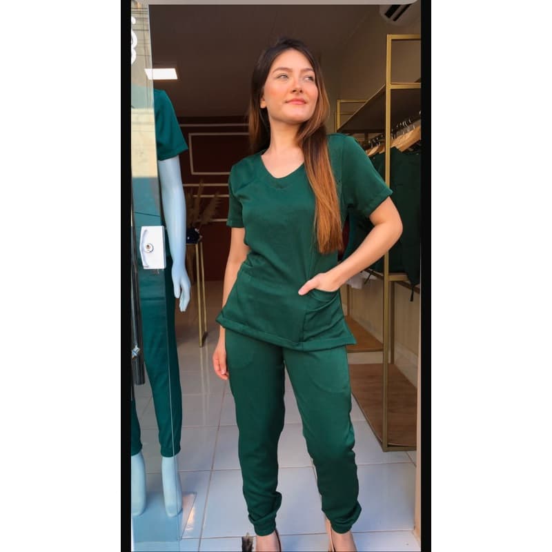 Scrub verde musgo, pijama musgo, pijama acinturado, Scrub de enfermagem
