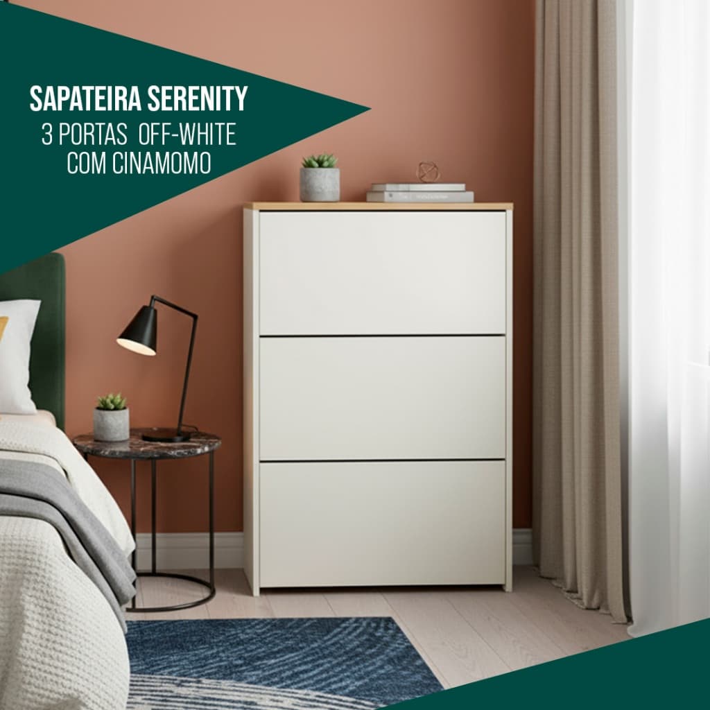 Sapateira com 3 Portas Guarda Sapato Multiuso Para Hall Quartos Closet