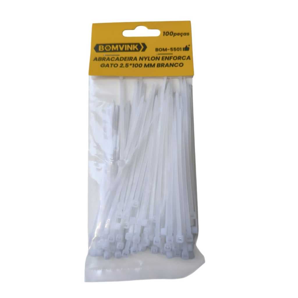 Abracadeira nylon enforca gato 2.5*100mm branco