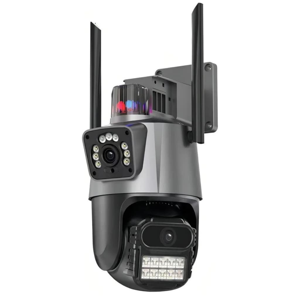 Câmera Speed Dome Alarme, Sirene Policial, Lente Dupla 3.6mm Rotação e Visão Noturna Wi-fi Segurança