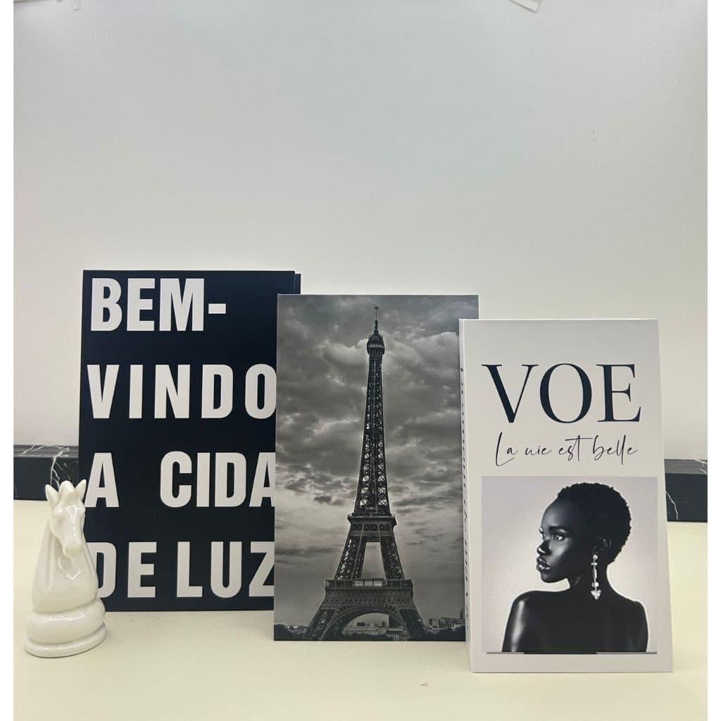 Conjunto de Caixa Livro Decorativa Organizadora Para Joias e Documentos 3pcs Papel