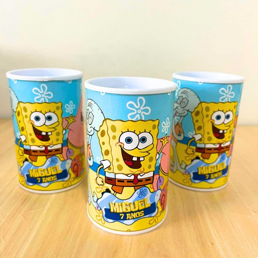 Cofrinho Personalizado Bob Esponja | Lembrancinhas Festa | Personalizamos Nome e Idade | Fazemos Todos os Temas