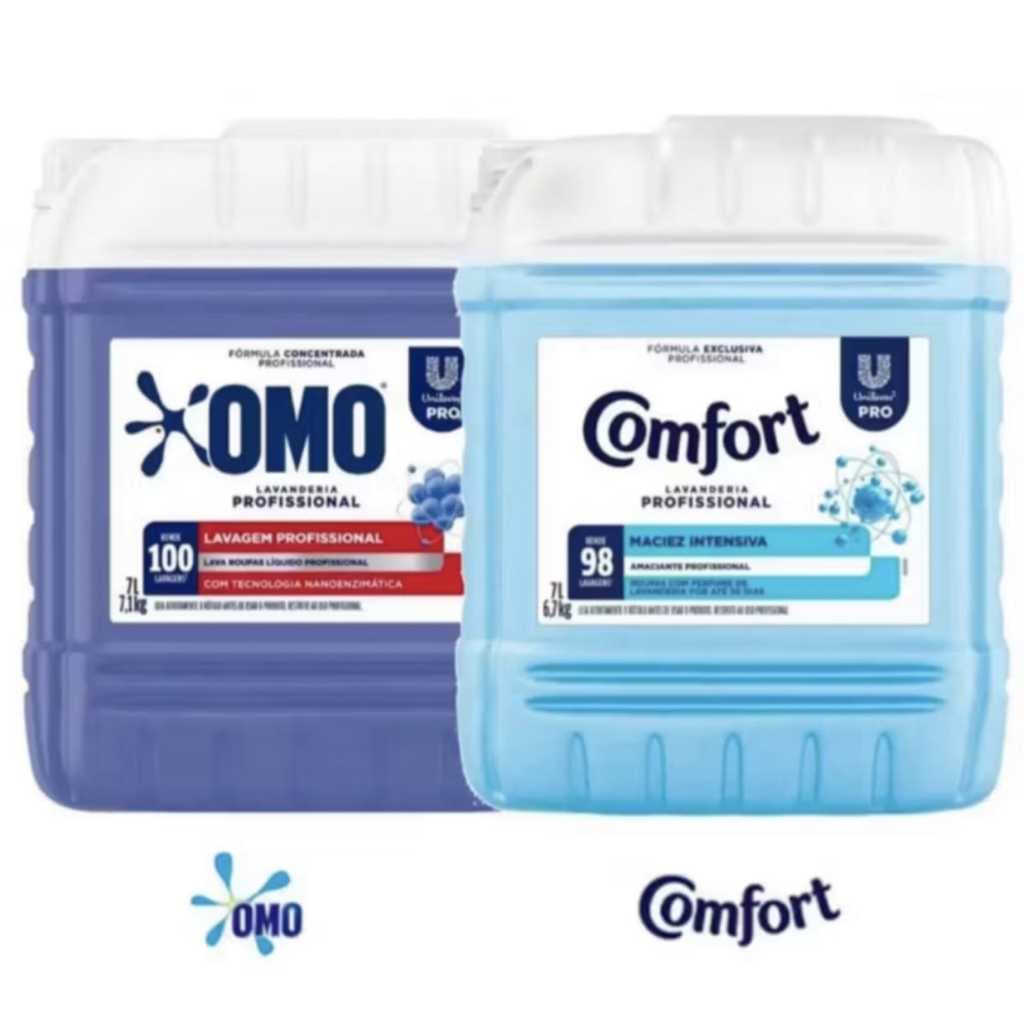 Sabão Liquido OMO Pro Lavanderia Profissional 7L + Amaciante Pro Comfort 7L