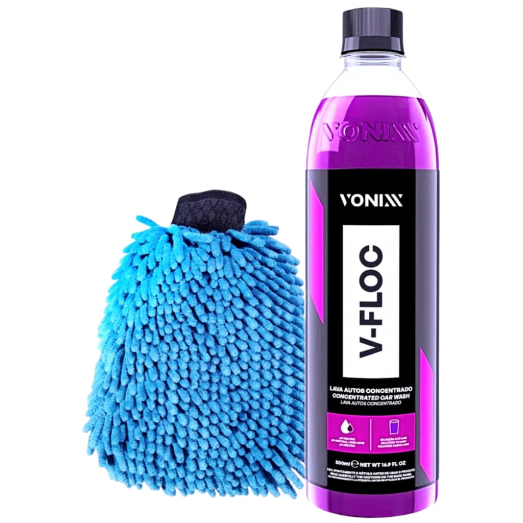 Luva Microfibra + Shampoo Automotivo 500ml V-floc Vonixx