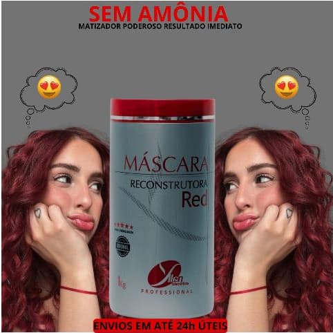 Máscara Matizadora Vermelho cereja Creme Matizador Resultado Imediato fios Brilhosos Capilar Marsala