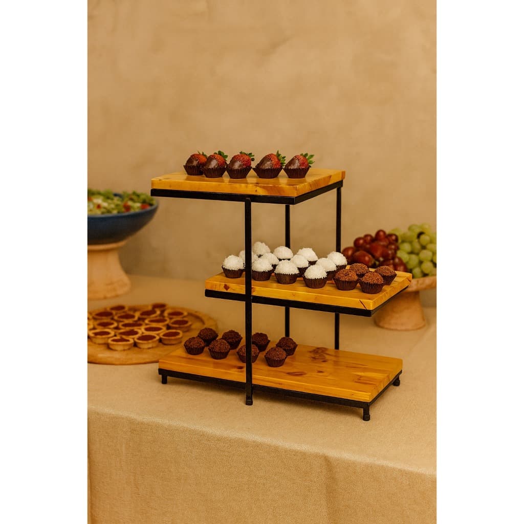 Suporte Para Doces 3 Andares Pequenas Envernizadas