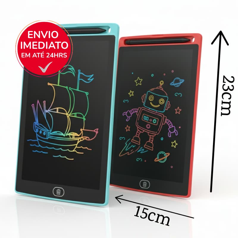 Lousa Mágica 8,5″ 1 Und/Tablet de Escrita e Desenho Reutilizável • Infantis e Adultos Apaga 1-Click
