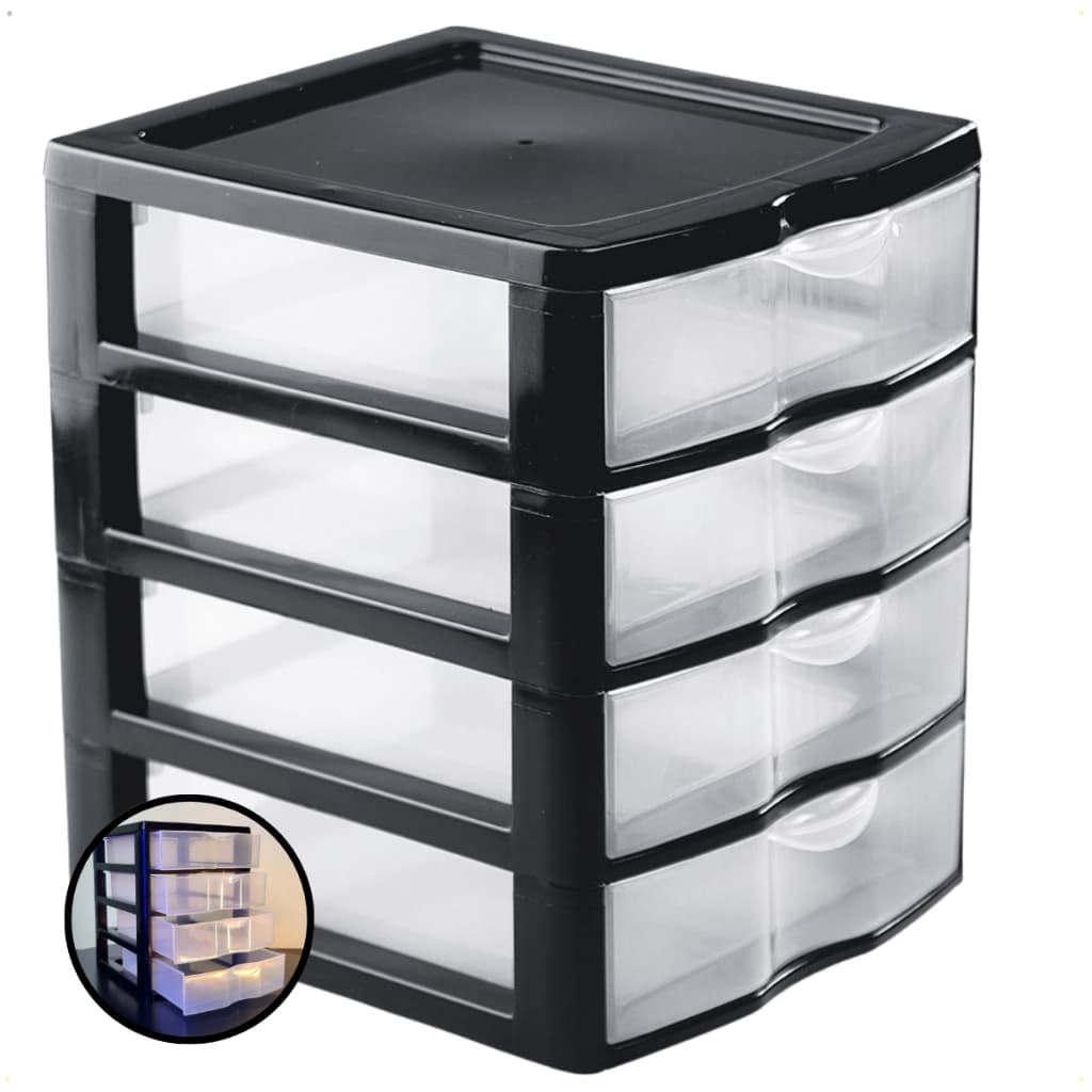 Gaveteiro Organizador Plástico De Mesa Multiuso C/ 4 Gavetas