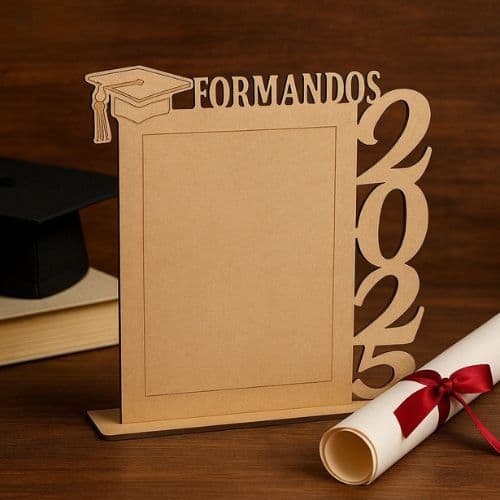 Porta-Retratos FORMANDOS 2026 Vertical MDF Cru – Lembrancinha Decoração Escolar e Festa de Formatura