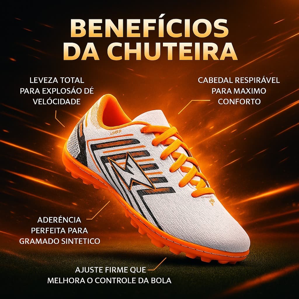 Chuteira Society Masculina Antiderrapante Para Futebol – Conforto e Alta Performance
