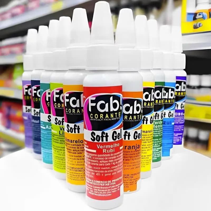 Kit Corante Soft Gel FAB 25g Corantes Alimentícios para Confeitaria Bolo Chantininho Kit Completo