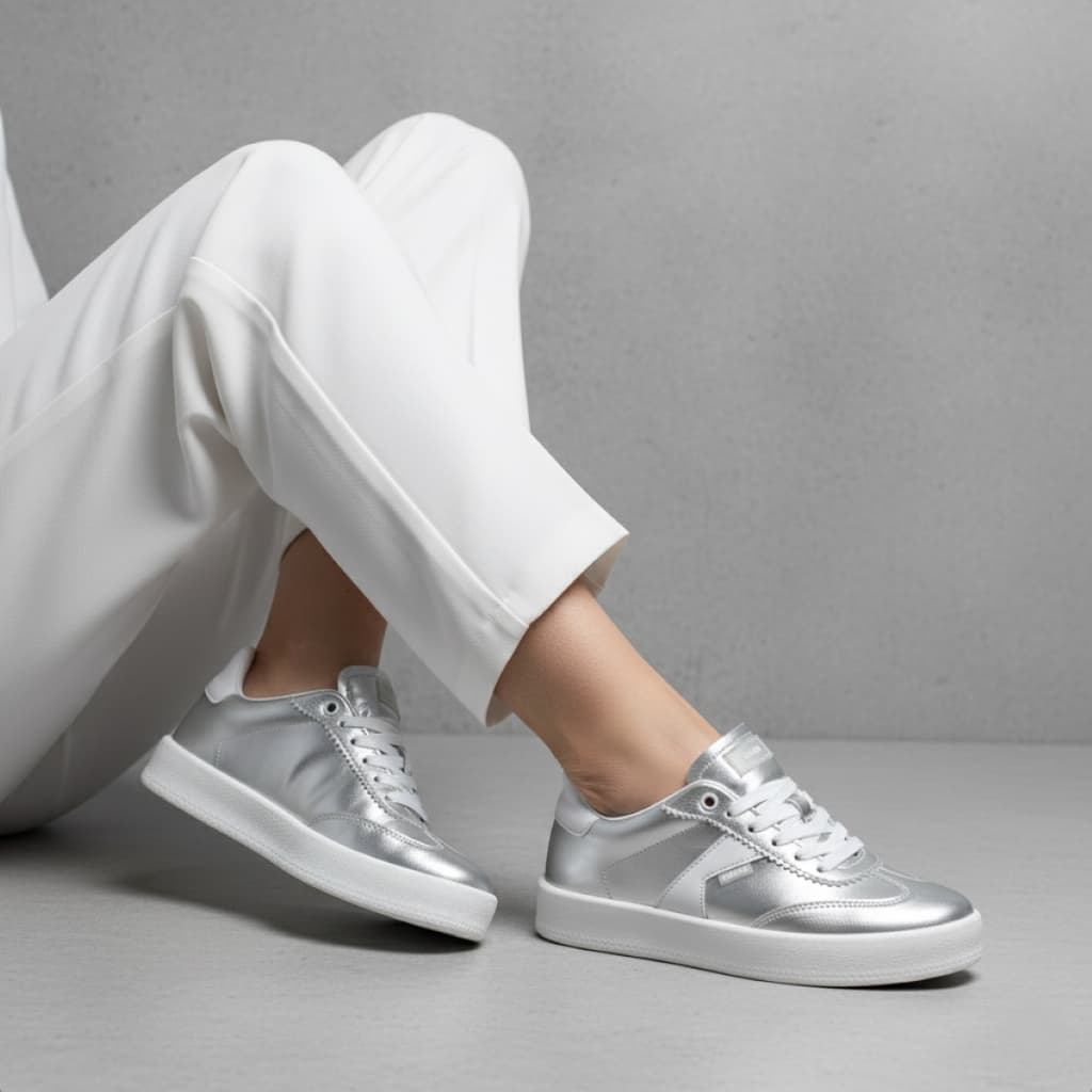 Tenis Feminino Retro Para Usar Com Vestido Leve Casual Couro Camurça Sola Reta Confortável Vintage