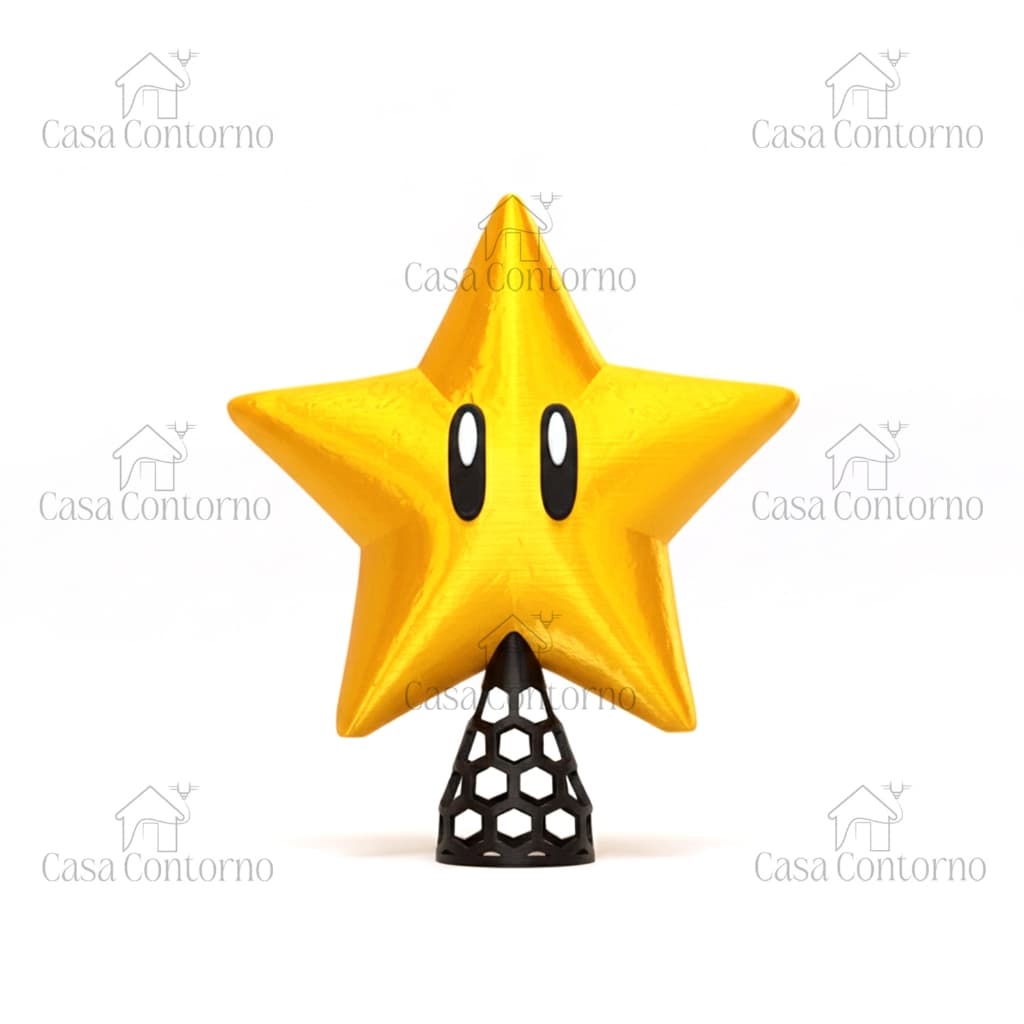 Estrela Topo de árvore Super Mario dourada Decoração Enfeite Natal retro