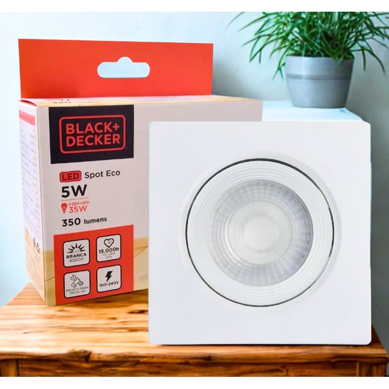 Spot de Embutir Quadrado LED 5W 6500K Luz Branca Fria