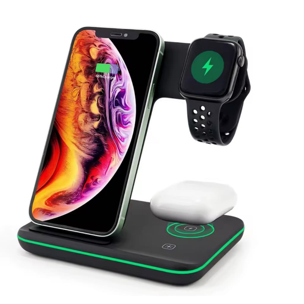 Carregador Indução Dock 20W 4 Em1 Compatível iPhone AirPods e Appel Watch serie 1 Ate serie 7
