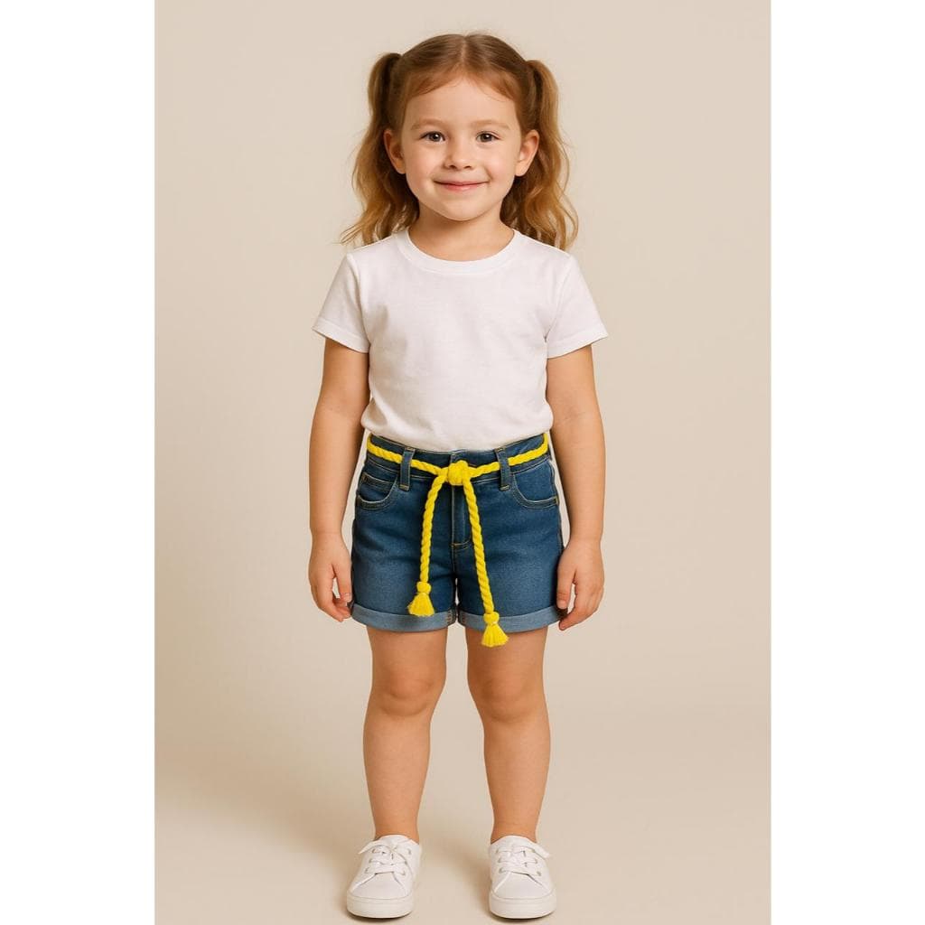 SHORT JEANS MENINA INFANTIL 4/8 COM CORDÃO
