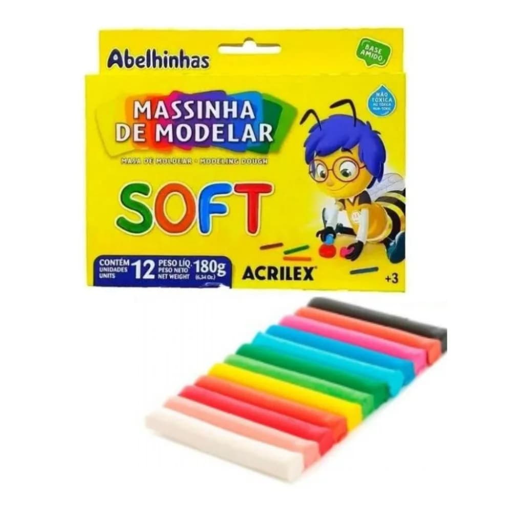 Massinha De Modelar 6 Ou 12 Cores Acrilex Massa De Modelar Soft