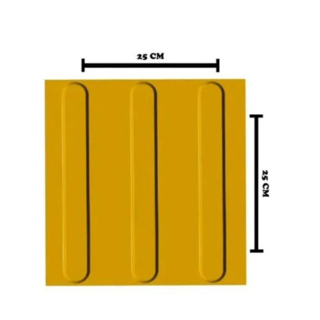 Piso Tátil Direcional Amarelo Unitário Pvc 25 X 25cm